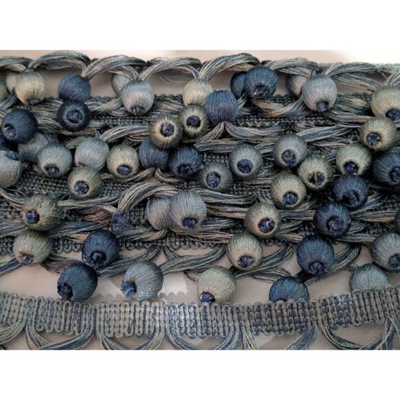 Blue & Silver Sewing TRIMS Bric A Brac Curtain Tassel Crafts Upholstery 5 + yds - Picture 2 of 3